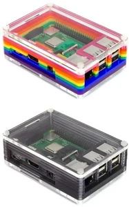 PiBow Rainbow or Black Acrylic case for the Raspberry Pi 2, 3 & 3B+ by Pimoroni - Picture 1 of 5