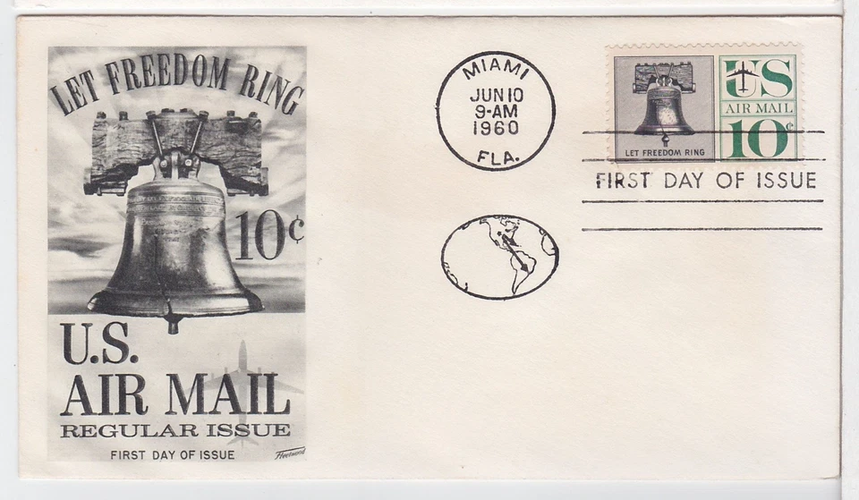 TurtlesTradingPost-  Airmail 10 Cent Liberty Bell 1960 FDC #C57 Fleetwood Cachet - Image 1 of 1