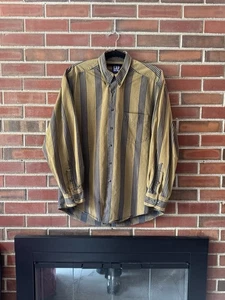 Vintage 90s GAP Button Up Green/Brown Blue Striped Prep Western Cowboy Large - Bild 1 von 6