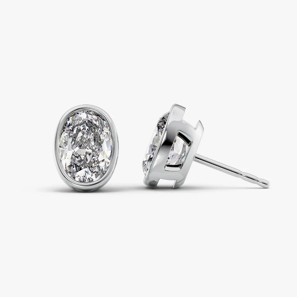Diamond Women Earring Lab Grown Oval Cut 2.00 Carat IGI Certified 18k White Gold - Image 1 of 4