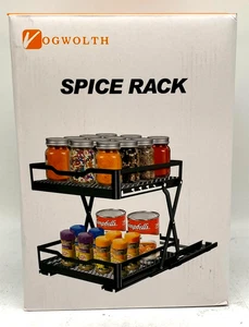 Vogwolth Collapsible Quiet Slide 5 Height Adjustable 2 Tier Spice Rack - Picture 1 of 5