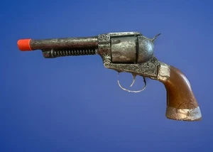 Edison Giocattoli Cap Gun Toy Pistol Revolving 8 Shot Italy Horse DAMAGED - Picture 1 of 3