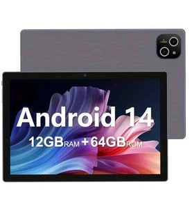 10.1" Android 14 Tablet 12GB RAM 64GB ROM 8-Core HD IPS Wi-Fi 6 Google Pad PC - Picture 1 of 5