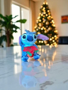 Vintage Disney Store Lilo and Stitch Poinsettia Flower Bean Bag Christmas Plush - Picture 1 of 7
