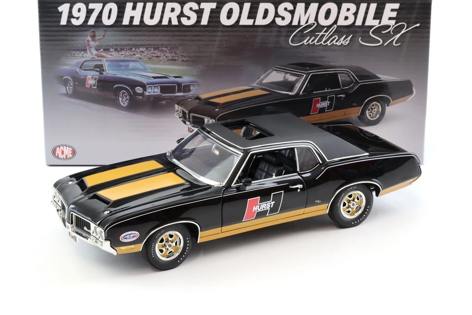 1:18 ACME 1970 OLDSMOBILE CUTLASS SX COUPE HURST EDITION Nero/Oro - Immagine 1 di 4