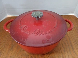 Pioneer Woman Red Enamel Cast Iron Dutch Oven Pot Butterfly on Lid 4 Quart - Picture 1 of 7
