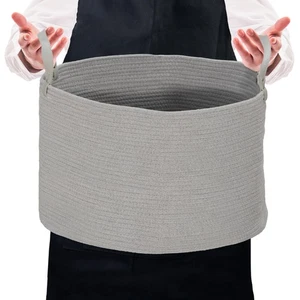 HOMCOM 88L Cotton Rope Laundry Basket with Handles for Pillows Clothes Grey - Picture 1 of 11