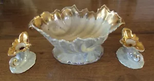 Centrotavola vintage ciotola ovale e bastoncini candela pr perlati con riflessi oro 5 x 9 - Foto 1 di 3
