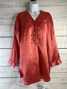 Camicia da notte vintage Victoria’s Secret etichetta oro raso pigiama monogramma M - Foto 1 di 12