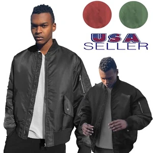 Men's Bomber Jacket Full-Zip Padded Lightweight Casual Active Sport Coat Outwear - Picture 1 of 9
