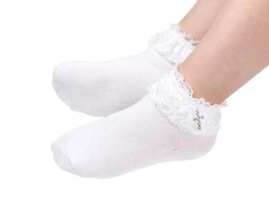 First Holy Communion/Confession/Pageant Occasion Ankle Socks with diamante Cross - Picture 1 of 7