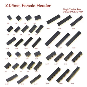1/2x2/3/4/5/6~40P Female Header Socket 2.54mm Connector Strip Single/Double Row - Picture 1 of 3