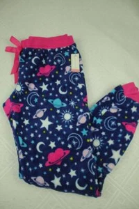 NEW Womens Pajamas Pants Size XL Lounge Soft Sleepwear PJs Hearts Stars Planets - Picture 1 of 4