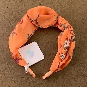 The Children's Place Girls One Size Orange Floral Chiffon Top Knot Headband NWT - Picture 1 of 3