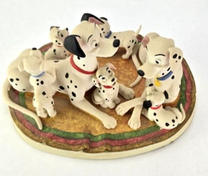 Disney Animated Classics 101 Dalmatians Figurine Rare Pongo Perdita w 5 Puppies - Picture 1 of 9
