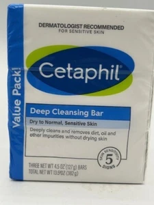 Cetaphil Deep Cleansing Bar - Confezione da 3 pelli da secche a normali e sensibili - Foto 1 di 2