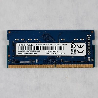 8Gb Ramaxel Lenovo ThinkPad DDR4 PC4-2666V Laptop Memory SoDimm 01AG854 - Image 1 of 2