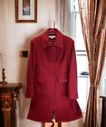 Vintage LARRY LEVINE Size 12 Wool Blend Lined Mid Length Long Winter Jacket Red