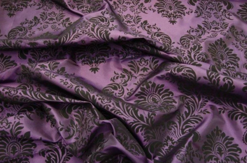 TAFFETA DAMASK VELVET FLOCKED PLUM  BY THE YARD - Image 1 of 1