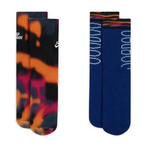 NWT Jordan Little Kids' Flight Remix Crew Socks 2 Pairs Purple Tie Dye Sz M 5Y-7 - Picture 1 of 1