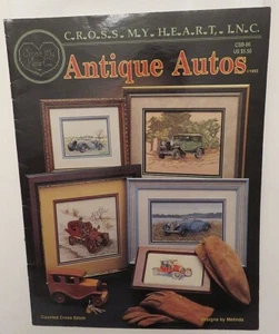 Cross Stitch Booklet-5 ANTIQUE AUTOS-Cross My Heart, Inc. #86 -1993 Excellent - Picture 1 of 2