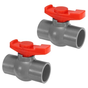 2 Pack 40mm ID Ball Valve PVC Shut-off Valve with Easy to Rotate Gray/Red - Picture 1 of 6