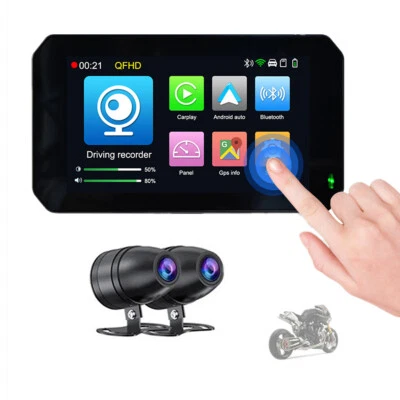 Motorcycle GPS Navi DVR Recorder Touch Screen For Carplay Portable Waterproof - Image 1 of 4