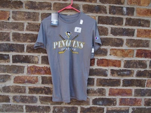 NWT Pittsburgh Penguins Hockey Club Men's Gray Grey T Shirt Champion Size Small - Picture 1 of 8