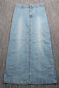 Y2K Denim Skirt Maxi Long Length Light Wash Women's 9/10 (28x36) Grunge Skater - Picture 1 of 16