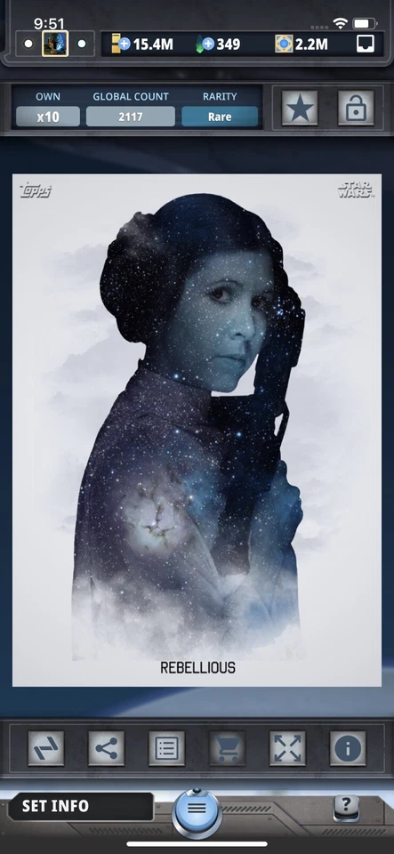 Topps Star Wars Digital Card Trader Rebellious Metallic Galaxy Leia Insert - Image 1 of 1