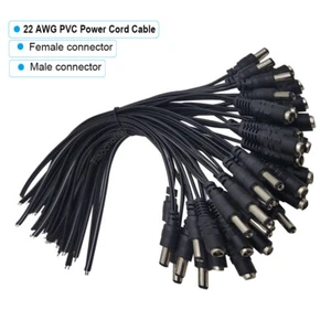 22AWG DC Power socket Jack Connector Cable Plug 5.5x2.1mm  Male Female Wire 25cm - Picture 1 of 8