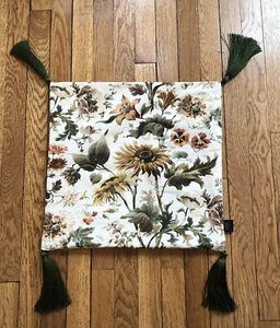 House Of Hackney Avalon Ecru Floral Tasseled Pillow cover 17"x17" - Picture 1 of 7