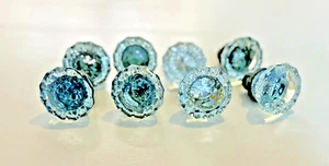 Vintage 1.5" Ornate Glass & Iron/Brass cabinet Pulls Knobs - set of 8 - Clear - Picture 1 of 6