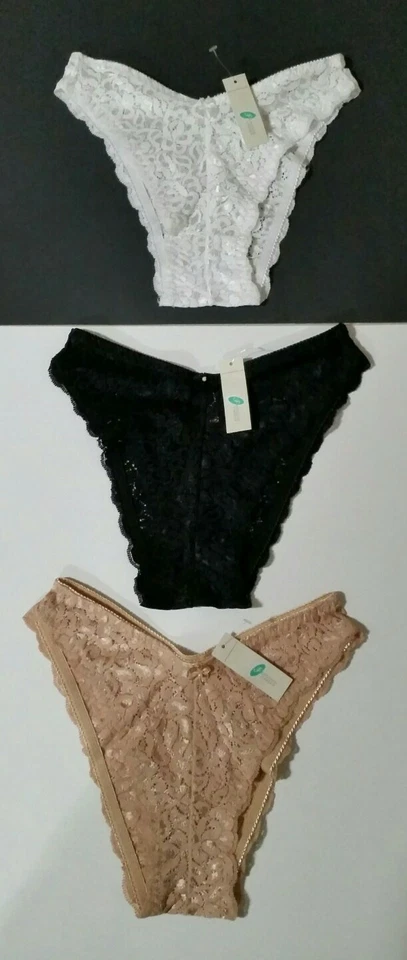 NWT Femina Lingerie Lot of 3 Lace High-Leg Panties L Black White Beige New! - Image 1 of 4
