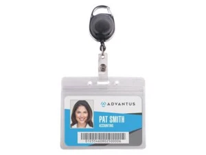 Advantus Badge Reel Holder Combo Pack - Horizontal - Vinyl - 10 / Pack - Black/C - Picture 1 of 12