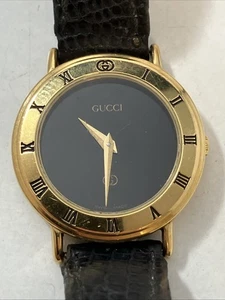 Gucci 3000L 10 Micron Black Dial Quartz Women's Wristwatch FOR PARTS OR REPAIR - Picture 1 of 10
