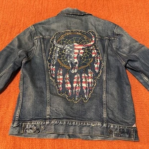 Men Ralph Lauren Denim & Supply Dream Catcher Longhorn Trucker Jean Jacket Sz L - Picture 1 of 8