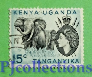 U1755- KENYA UGANDA & TANGANYIKA 1954 ELEPHANT - QUEEN ELIZABETH II 15c USED - Picture 1 of 1