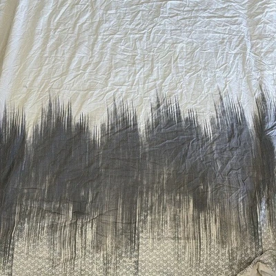 West Elm 100% Cotton Striped Floral Queen Duvet Cover Boho Grey White - Image 1 of 4