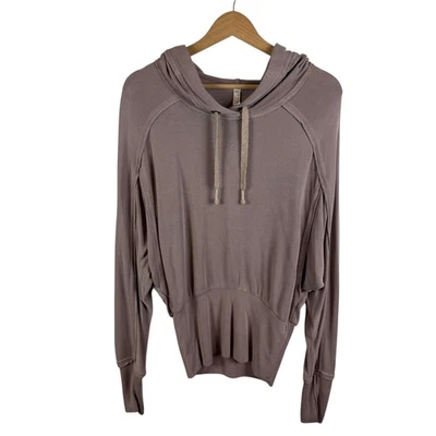 Free People FP Movement Ready Go Hoodie Size XS Taupe Pullover Stretch Slouchy - Image 1 of 4