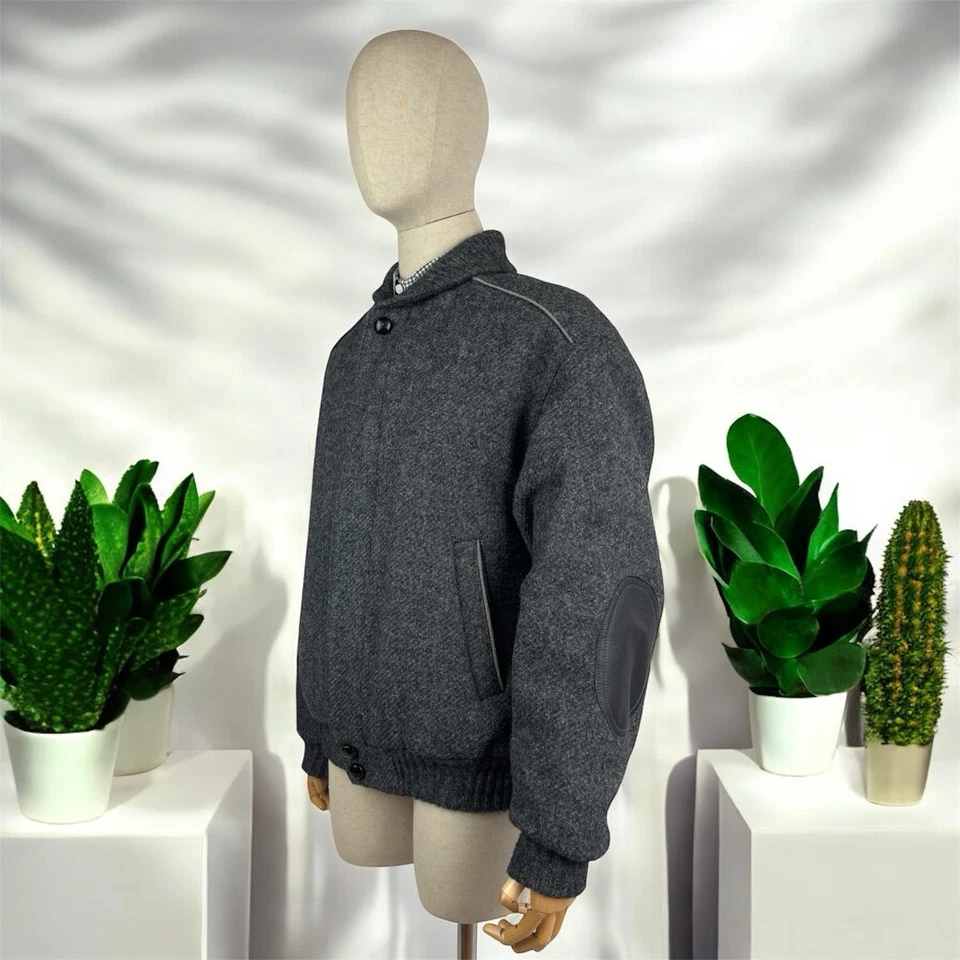 Chaqueta Bomber Zegna Lana con Codos de Cuero - Talla 48 (M/L), Elegante y Cálida Foto 1 de 4