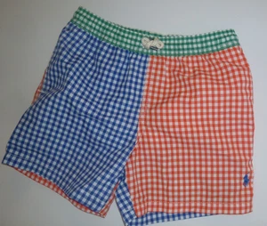 Polo Ralph Lauren Boys Traveler Swim Trunks, Colorblock Gingham Size 6 NWOT - Picture 1 of 5