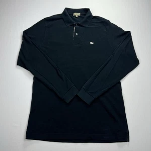 Burberry London Langarm Poloshirt Herren L Schwarz Nova Check Knopfleiste Baumwolle - Bild 1 von 13