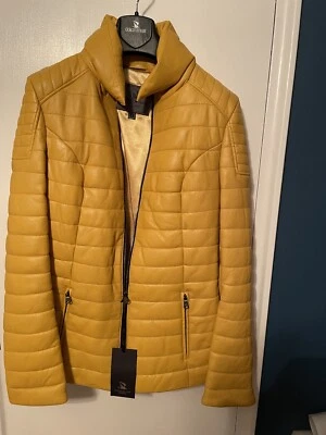 Giorgio Di Mare Genuine Leather Moto Yellow Mustard Womans Jacket Size Medium M - Image 1 of 4