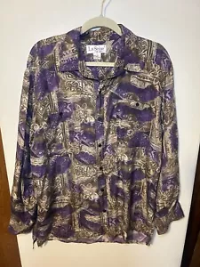 La Seine For Men 100% Silk Button Up Shirt Purple - Picture 1 of 4