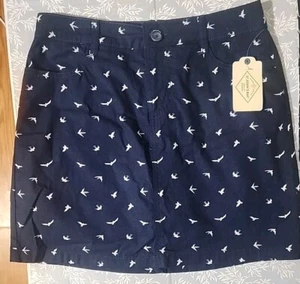 St Johns Bay Damen Skort Größe 2 blau & weiß Vögel NEU - Bild 1 von 2
