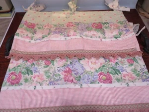Precious Designer Pair of Pink Floral Custom Made Valances 42"  X  12" - Picture 1 of 10