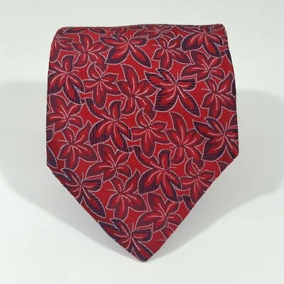 Corbata de seda para hombre Nicole Miller New York hoja roja azul  Foto 1 de 4