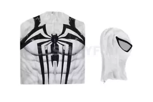 White Spider-man Anti-Venom Jumpsuit Cosplay Costume Men Bodysuit Halloween Suit - Picture 1 of 19