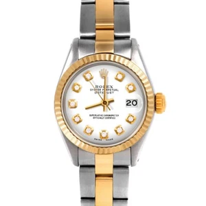 Rolex Ladies TT Datejust White Diamond Dial Oyster Band Fluted Bezel Watch - Picture 1 of 3